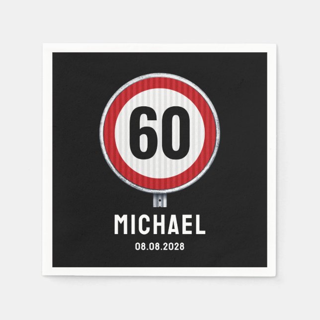 60th Birthday Speed Limit Sign - ANY AGE Napkins (Front)
