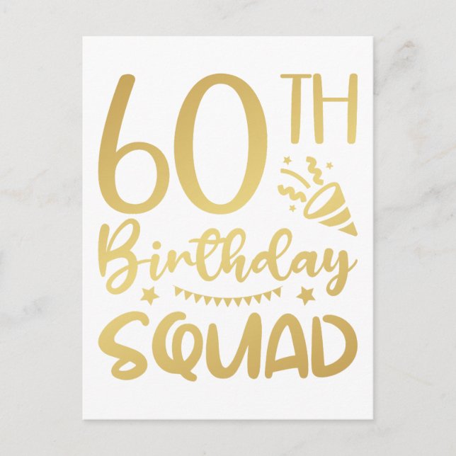 60th Birthday Squad 60 Party Crew Postcard (Front)