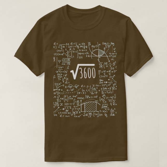 60th Birthday Square Root of 3600 60 Years Old T-Shirt (Design Front)