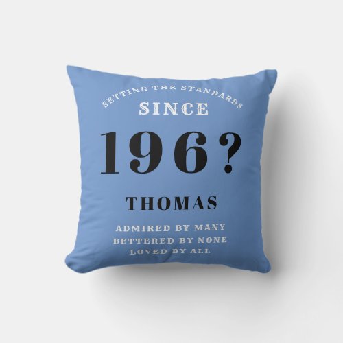 60th Birthday Standards Born 1960s Blue  Black Throw Pillow