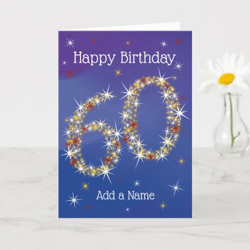 60th Birthday _ Star Numbers _ Blue _ Age 60 Card