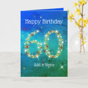 60th Birthday - Star Numbers - Blue Green - Age 60 Card