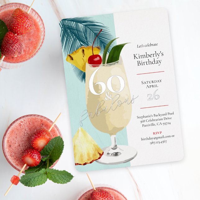 60th Birthday Summer Green Cocktail Party   Foil Invitation (Creator Uploaded)