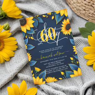 60th Birthday Sunflower Photo Invitation