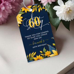 60th Birthday Sunflower Rustic Gift Tags