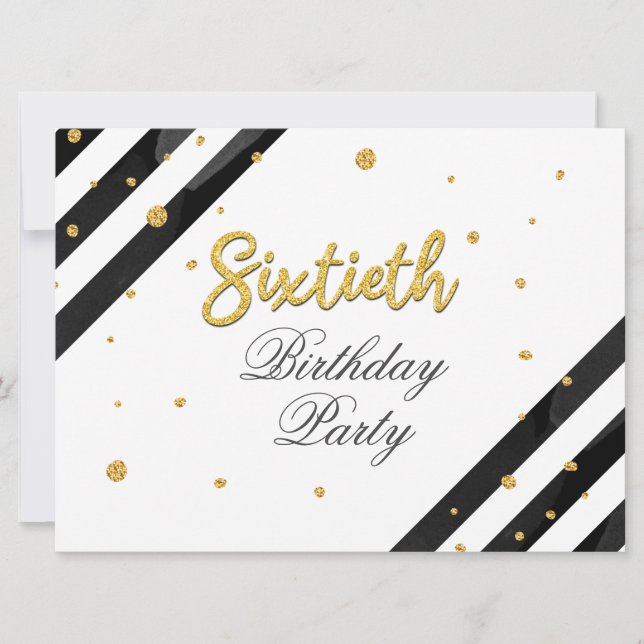 60th Birthday Surprise Gold Glitter Geometric Invitation (Front)