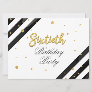 60th Birthday Surprise Gold Glitter Geometric Invitation
