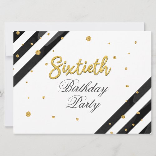 60th Birthday Surprise Gold Glitter Geometric Invitation