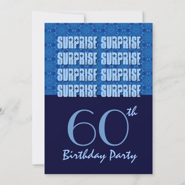 60th Birthday Surprise Party Blue Stars V2 Invitation (Front)