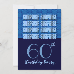 60th Birthday Surprise Party Blue Stars V2 Invitation