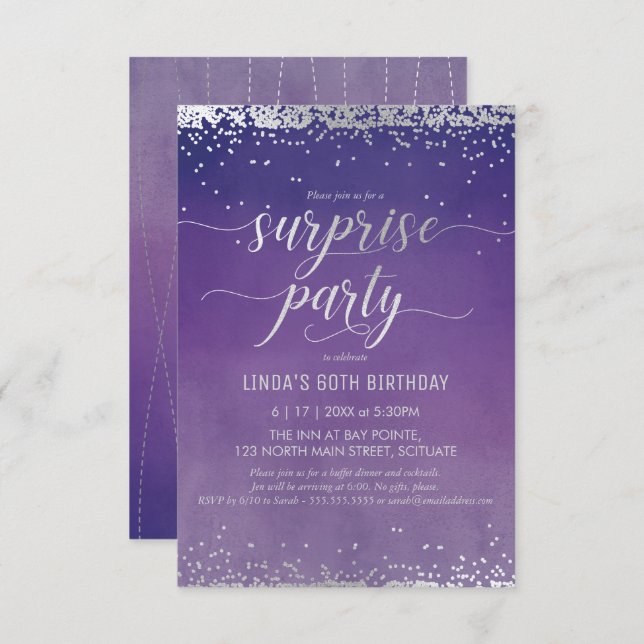 60th Birthday Surprise Party Invitation - Elegant (Front/Back)