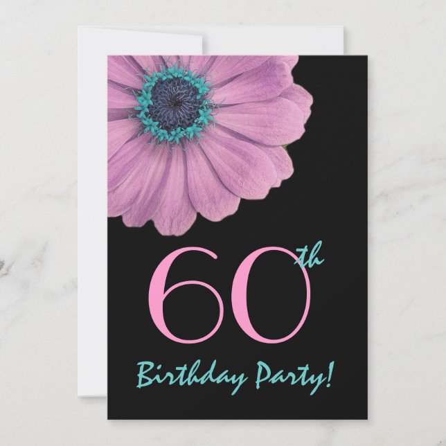 60th Birthday Template - Pink Daisy (Front)