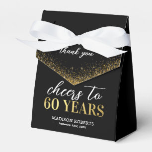60th Birthday Thank You Black Gold Favor Box