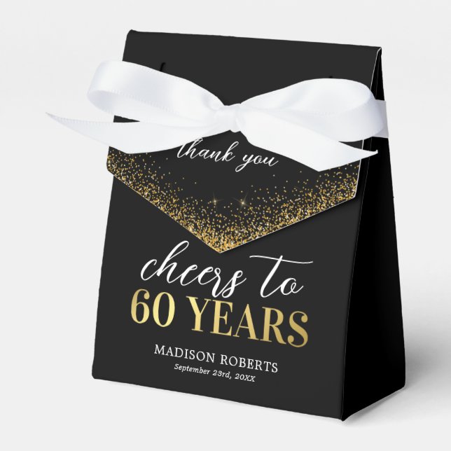 60th Birthday Thank You Black Gold Favor Box (Front Side)