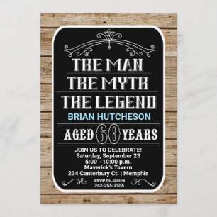 60th Birthday The Man The Myth The Legend 60 YRS Invitation