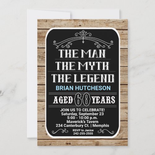60th Birthday The Man The Myth The Legend 60 YRS Invitation