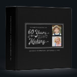 60th Birthday Then & Now Photos Retro Photo Album 3 Ring Binder<br><div class="desc">Retro typography design stating 60 YEARS IN THE MAKING which incorporates the 60-year-old's birth year within the design. Include THEN and NOW photos and personalize the title and spine of this binder which can be used as a photo album, scrapbook, guestbook or a combination of these. Black and silver color...</div>