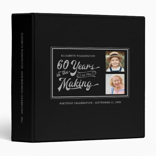 60th Birthday Then  Now Photos Retro Photo Album 3 Ring Binder
