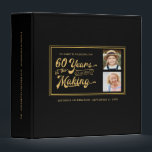 60th Birthday Then & Now Photos Retro Photo Album 3 Ring Binder<br><div class="desc">Retro typography design stating 60 YEARS IN THE MAKING which incorporates the 60-year-old's birth year within the design. Include THEN and NOW photos and personalize the title and spine of this binder which can be used as a photo album, scrapbook, guestbook or a combination of these. Black and gold color...</div>
