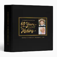 60th Birthday Black Scrapbook, Guest Book or Photo Album With Silver Script  Present Design 