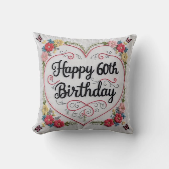 60th Birthday Throw Pillow: A Timeless Tribute Pillow (Front)