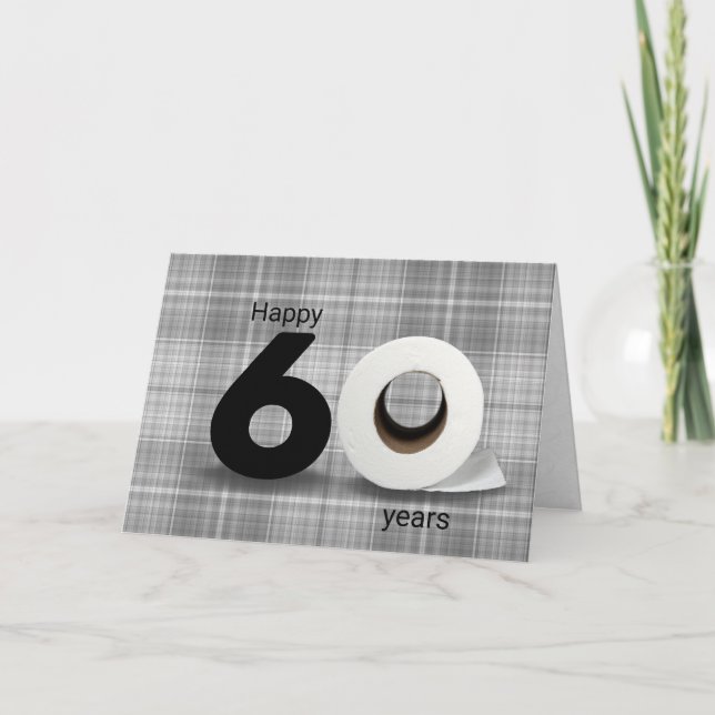 60th birthday toilet paper roll on plaid card (Front)