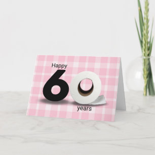 60th Birthday Toilet Paper Roll on Plaid Card