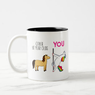 60th Birthday Unicorn Two-Tone Coffee Mug