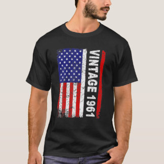 60Th Birthday,VINTAGE 1961 American Flag T-Shirt