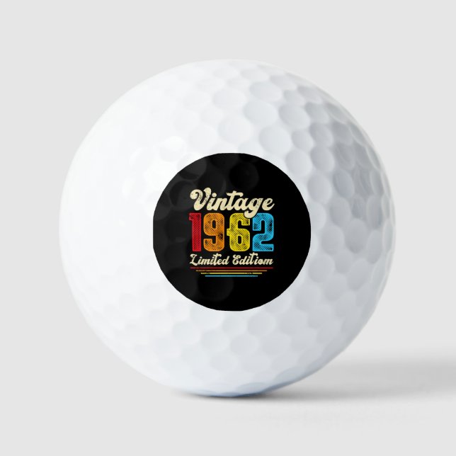 60th Birthday Vintage 1962 Limited Edition  Golf Balls (Front)