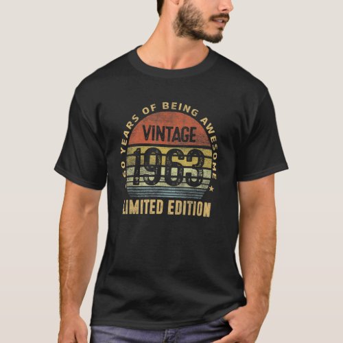 60th Birthday  Vintage 1963  60 Year Old T_Shirt