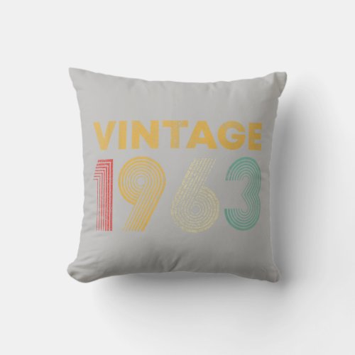 60th Birthday Vintage 1963 60 Years Old Throw Pillow