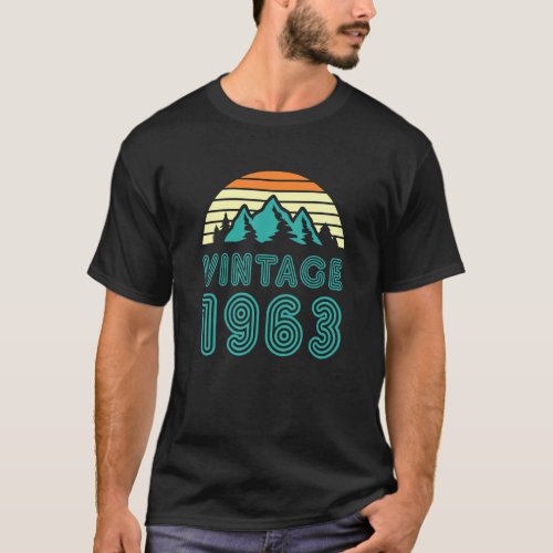 60th Birthday Vintage 1963 Retro Men Women 60 Year T_Shirt