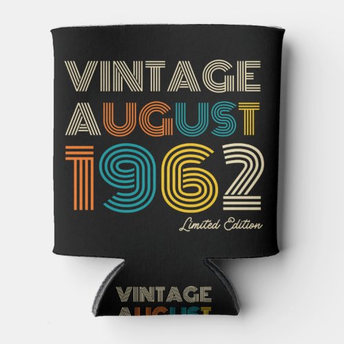 60th Birthday Vintage August 1972 Limited Edition Can Cooler