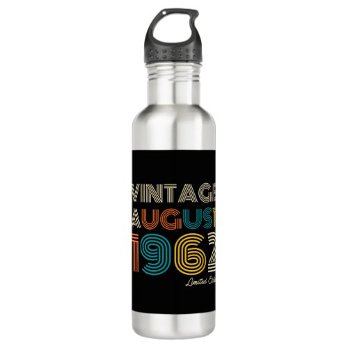 60th Birthday Vintage August 1972 Limited Edition Stainless Steel Water Bottle