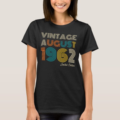 60th Birthday Vintage August 1972 Limited Edition T_Shirt