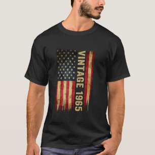 60th Birthday Vintage Born In 1965 American Flag 6 T-Shirt