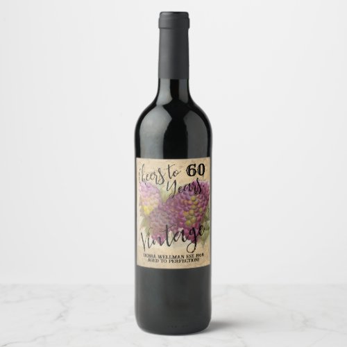60th Birthday Vintage Customizable Wine Label