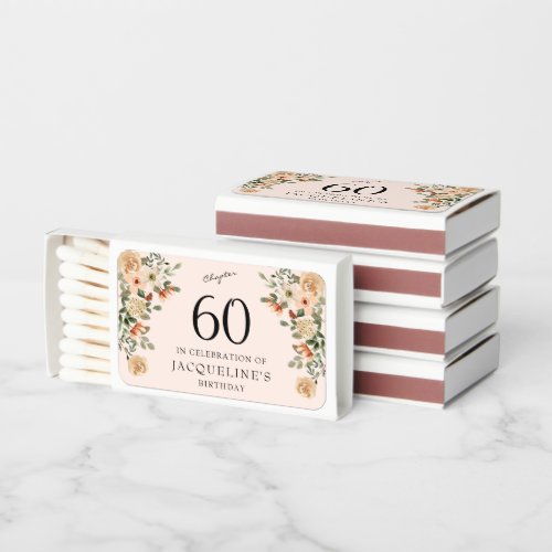 60th Birthday Vintage Floral  Matchboxes