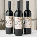 60th Birthday Vintage Floral Wine Label<br><div class="desc">Transform any wine bottle into a memorable keepsake for a 60th birthday celebration with our charming Vintage Floral Wine Labels. Discover how these customizable Zazzle designs elevate your party décor and make the perfect gift for the wine enthusiast turning 60!</div>