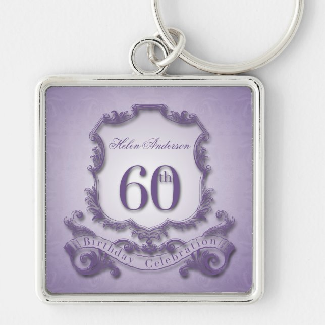 60th Birthday Vintage Frame personalized keychain (Front)