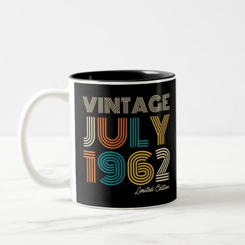 60th Birthday Vintage July 1962 Limited Edition Two_Tone Coffee Mug