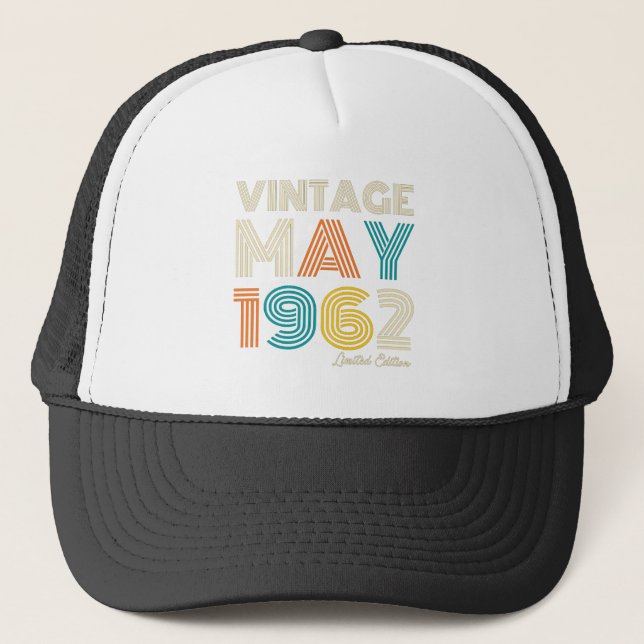60th Birthday Vintage May 1962 Trucker Hat (Front)