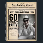 60th Birthday Vintage Newspaper Custom Guestbook  Notebook<br><div class="desc">60th Birthday Vintage Newspaper Custom Guestbook Notebook . A cool and humorous birthday Welcome Sign that looks like a vintage newspaper!  It is customizable and can be used for any age birthday party! Need help with this design template? Contact the design by clicking on the 'Message' button below.</div>