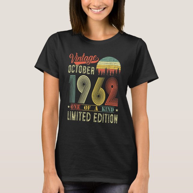 60th Birthday  Vintage October 1962 T-Shirt (Front)