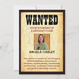 60th Birthday Wanted Poster Funny Humor Invitation