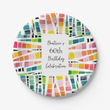 60th Birthday Watercolor Geometric Pattern