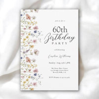 60th Birthday Watercolor Wildflowers Floral 