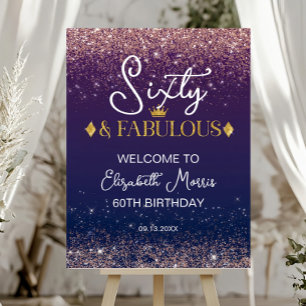 60th Birthday Welcome Sign Printable Rose Gold Six