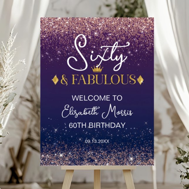 60th Birthday Welcome Sign Printable Rose Gold Six (Creator Uploaded)